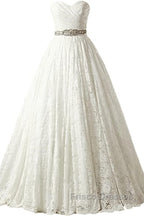 A-line Sweetheart Floor Length Lace Wedding Dress