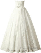A-line Sweetheart Floor Length Lace Wedding Dress