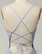 A-Line Tulle Spaghetti Straps Appliques Long Formal Prom Dress with Alit