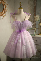 Cute Purple Sleeveless Lace Up Princess Short Homecoming Dresses