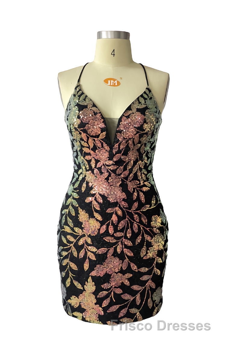 Cute Bodycon V Neck Blue Lace Homecoming Dress