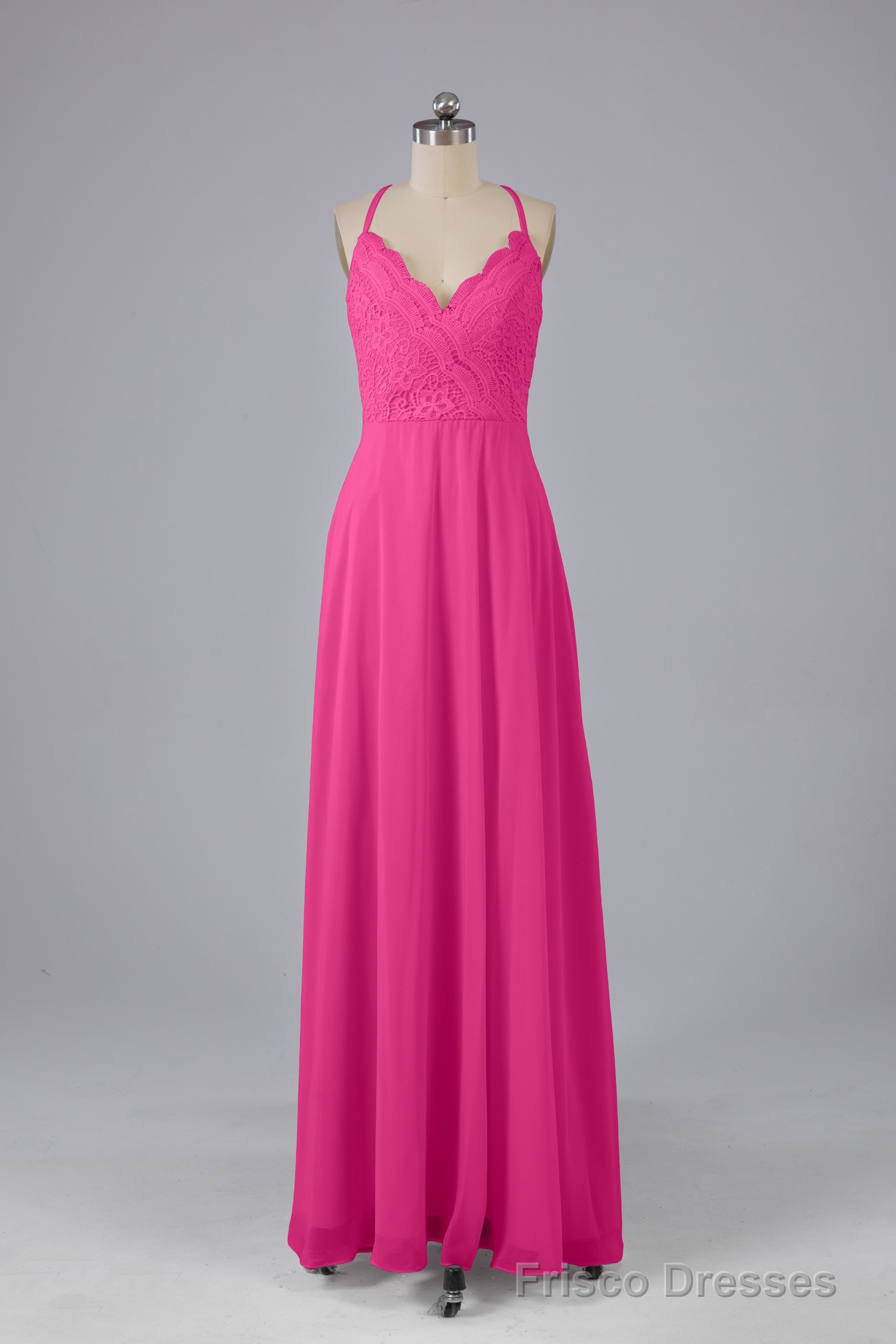 Backless Spaghetti Straps Lace Bridesmaid Dresses Main image