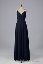 Backless Spaghetti Straps Lace Bridesmaid Dresses