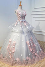 Gorgeous Ball Gown Sleeveless Appliques Long Formal Prom Dress Quinceanera Dress