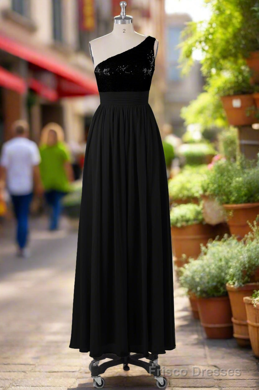 Beautiful  Sequins One-Shoulder Bridesmaid Dresses with Pockets Main image