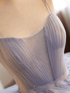 Blue Tulle Long Formal Prom Gown, Blue Tulle Long Sweet 16 Dress