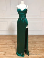 straps mermaid long Formal Prom Dress Formal Prom Dress with side slit and cowl neck