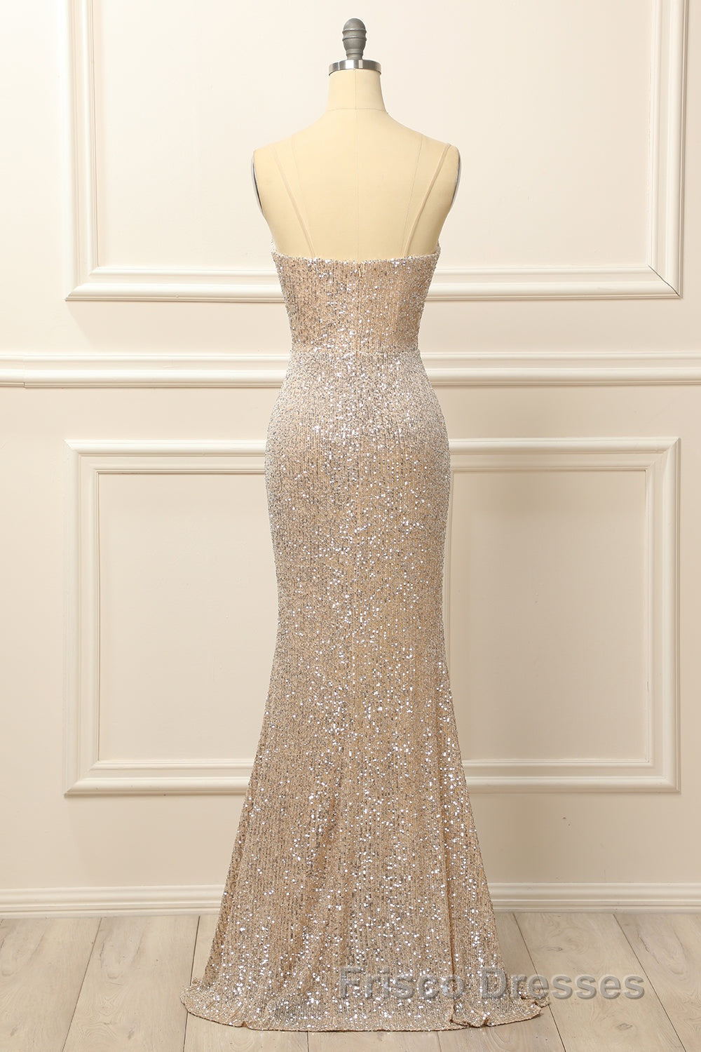 Silver Sequins Long Formal Prom Dress with Slit