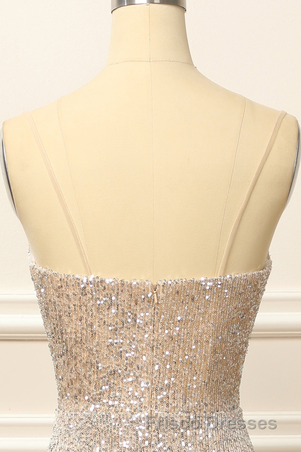 Silver Sequins Long Formal Prom Dress with Slit