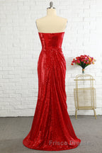 Sheath Sweetheart Red Sequins Formal Prom Dress with Sequins