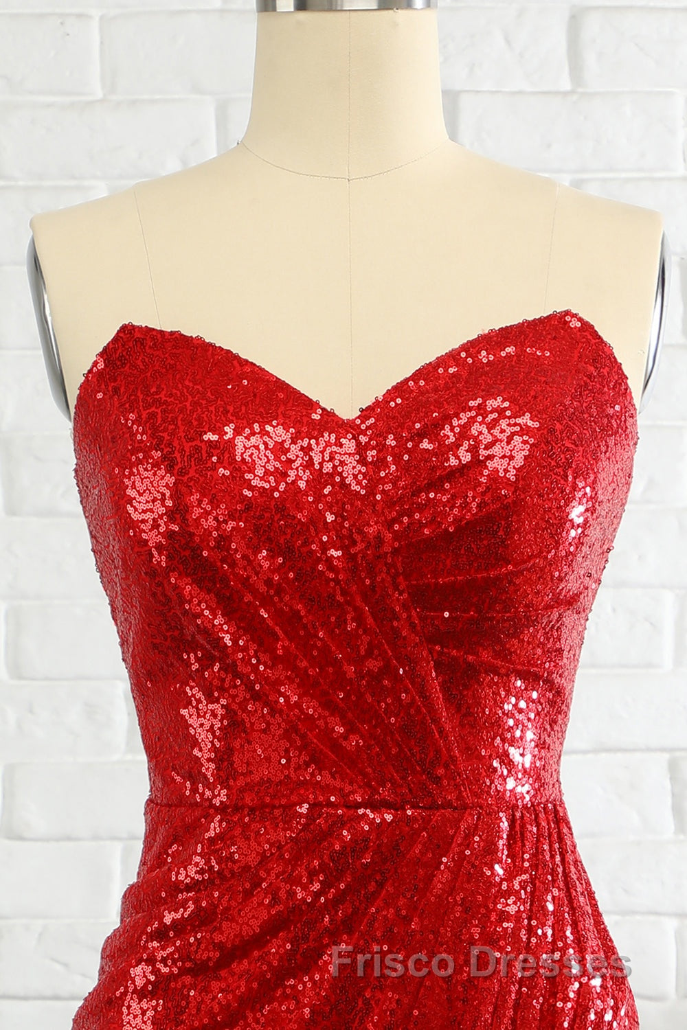 Sheath Sweetheart Red Sequins Formal Prom Dress with Sequins