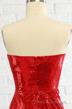 Sheath Sweetheart Red Sequins Formal Prom Dress with Sequins