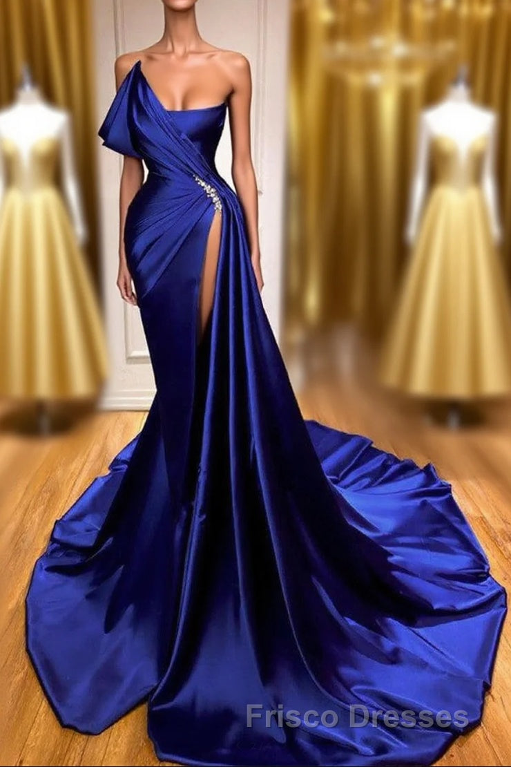 Designer Royal Blue Long Mermaid Formal Prom Dress With Split On Sale Main image