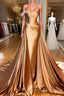 Chic One Shoulder Beaded Mermaid Formal Prom Dress With Court Train