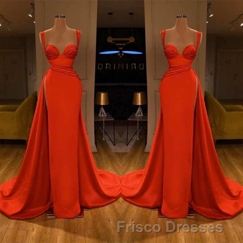 Beautiful Red Starps Sweetheart Long Formal Prom Dress With Split Secondary image