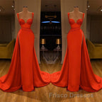 Beautiful Red Starps Sweetheart Long Formal Prom Dress With Split
