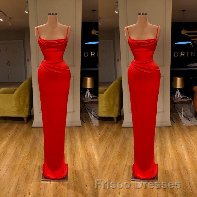 Spaghetti starp Front-ruffle Orange Sheath Formal Prom Dress Secondary image