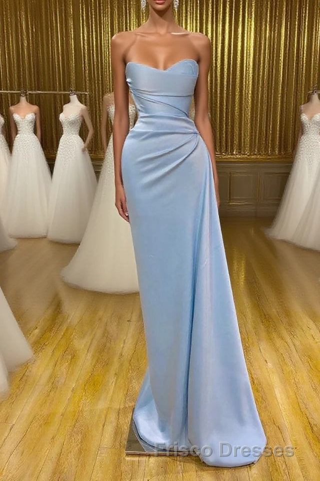 Unique Cross Sweetheart Light Blue Soft-pleated Long Formal Prom Dress Main image