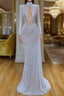 Stunning Long Sleeve High Neck Sequins Formal Prom Dress Mermaid Long