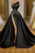 Sexy Black Beadings Formal Prom Dress Long With Split On Sale