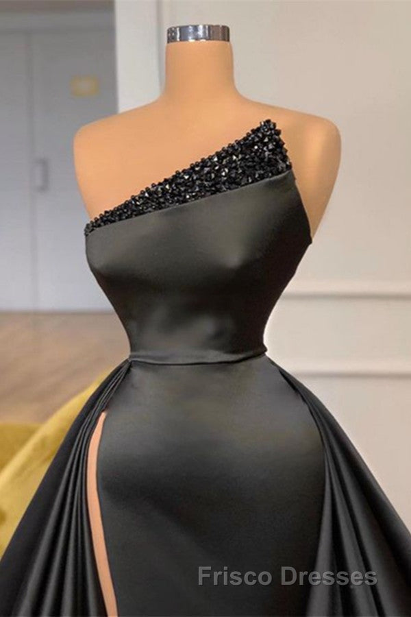 Sexy Black Beadings Formal Prom Dress Long With Split On Sale Secondary image