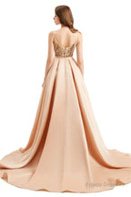 Mermaid Sequins Spaghetti Straps Prom Dresses With Detachable Train
