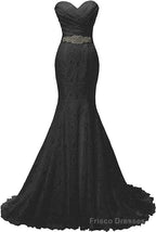 Chic Mermaid Sweetheart Long Lace Prom Dresses