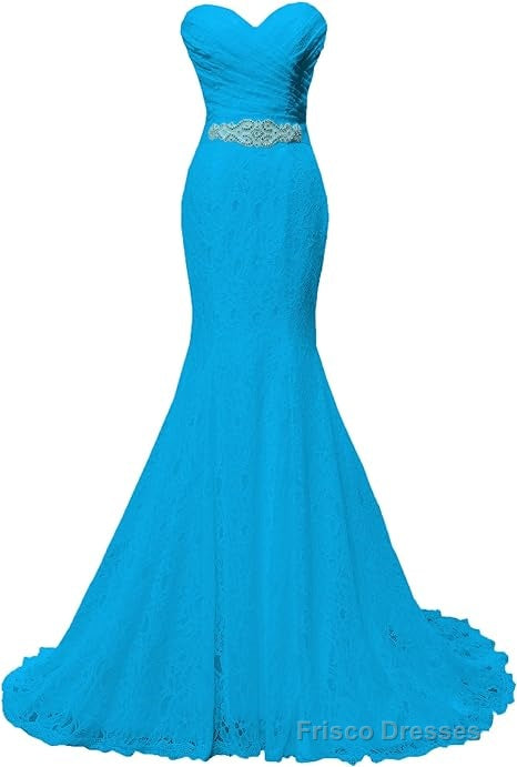 Chic Mermaid Sweetheart Long Lace Prom Dresses