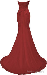 Chic Mermaid Sweetheart Long Lace Prom Dresses