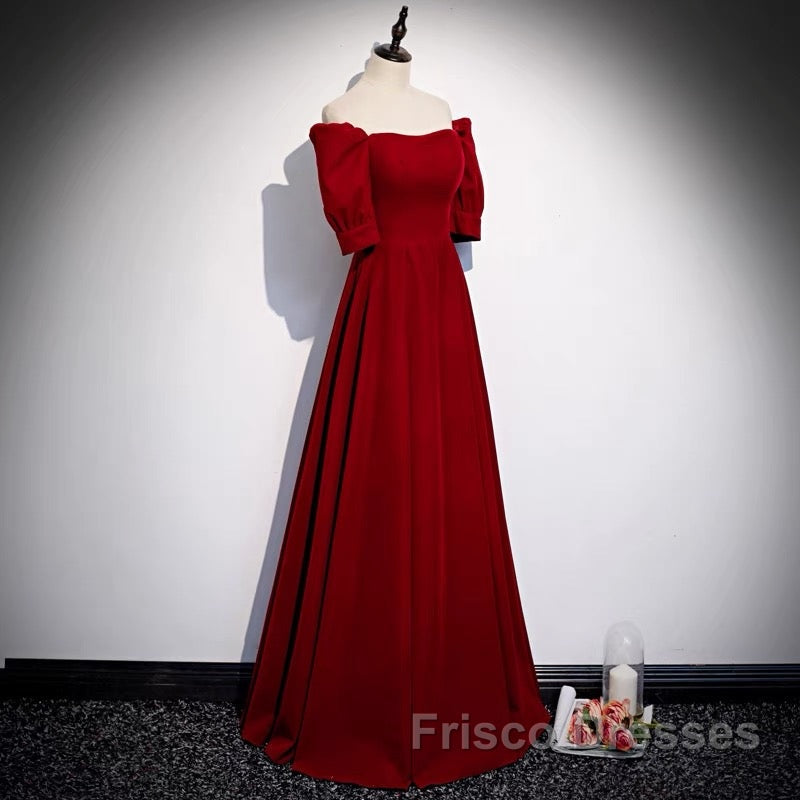 Classic Off Shoulder Long Maroon Formal Prom Dress Secondary image