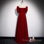 Classic Off Shoulder Long Maroon Formal Prom Dress