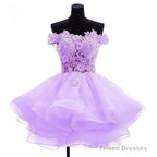 Cute Off The Shoulder Homecoming Dresses, Ivory Lace Beaded Homecoming Dresses