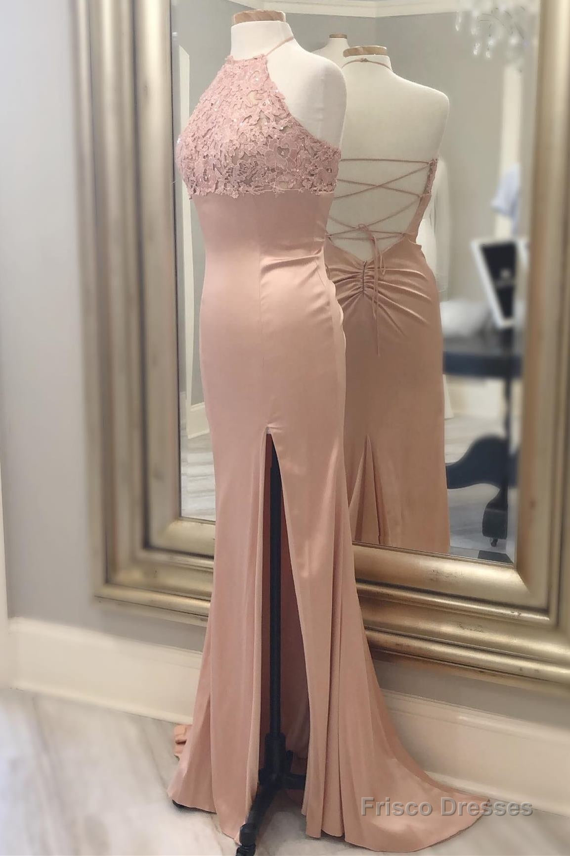 Blush Halter Mermaid Long Evening Dress Main image