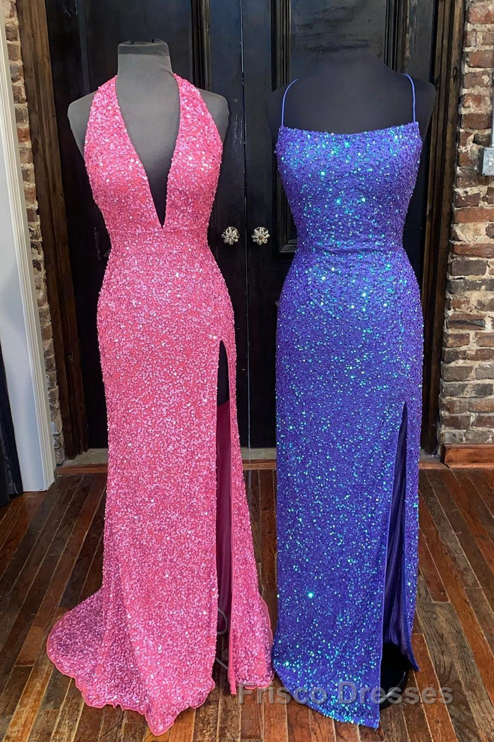 Simply Red Sequin Mermaid Long Formal Prom Dress with Slit