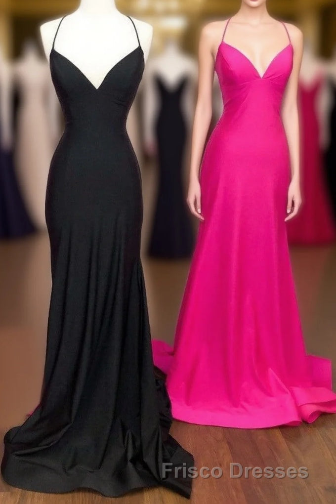 Simply Mermaid Black Straps Long Formal Prom Dress Main image