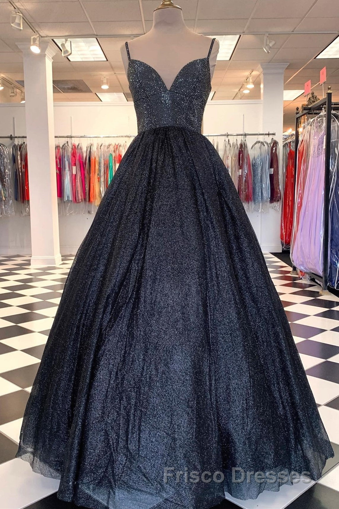 Sraps A-line Red Shiny Tulle Formal Prom Gown