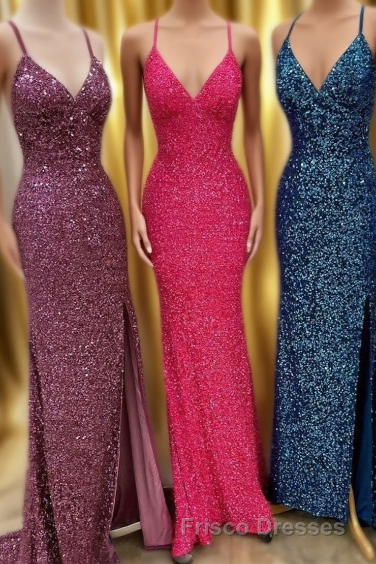Sparkle Mermaid Sequin Long Formal Prom Dress with Slit Main image