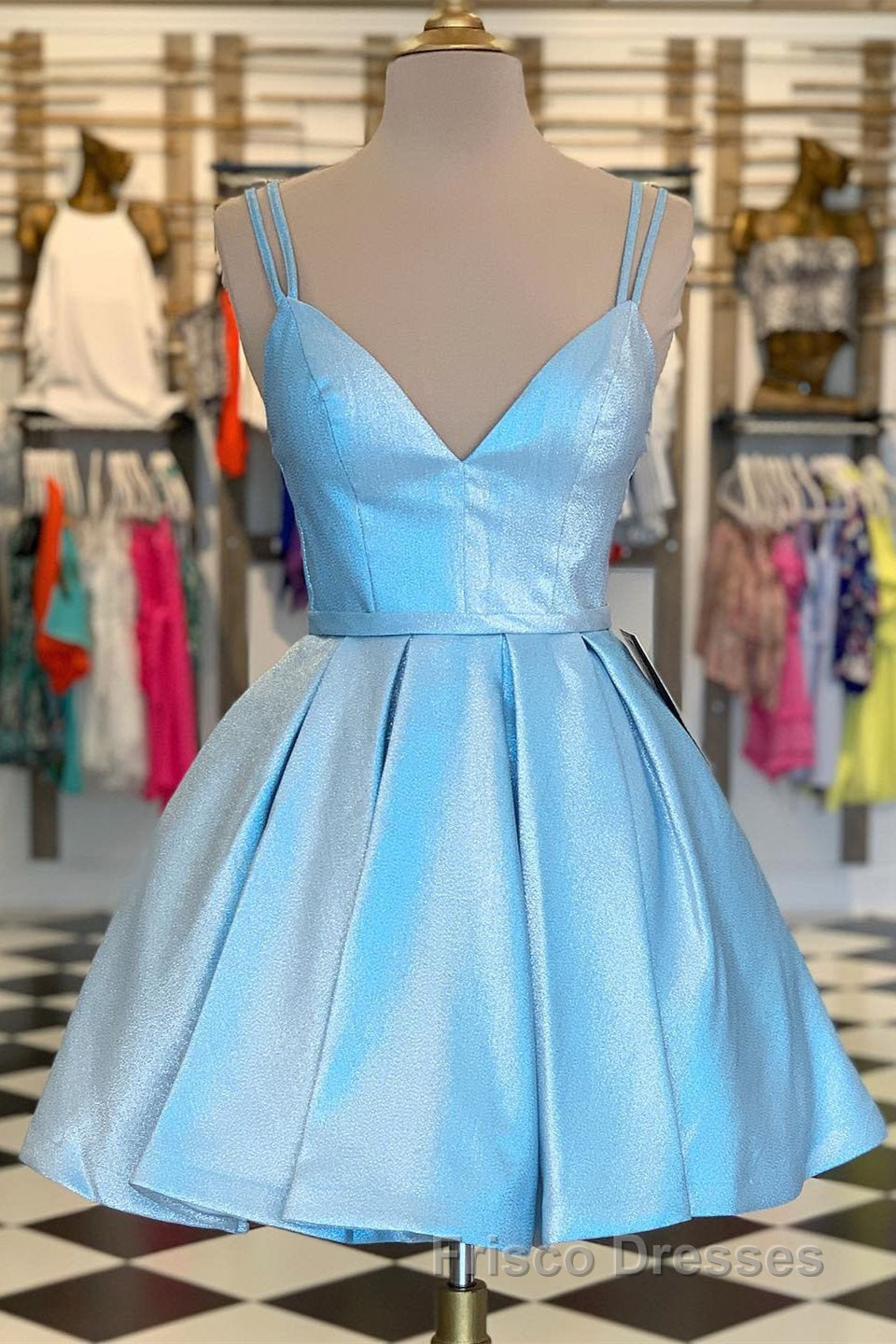 Chic Spaghetti Straps A Line Short Homecoming Dress