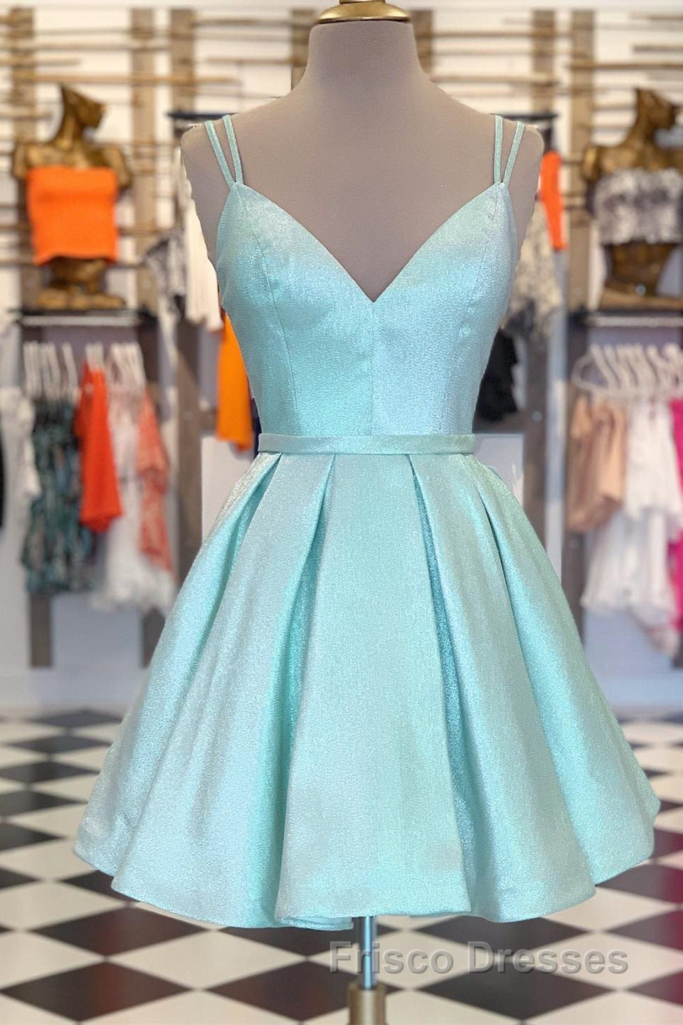 Chic Spaghetti Straps A Line Short Homecoming Dress