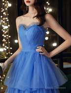 Blue Sweetheart Strapless Formal Graduation Dress Sweet 16 Dress