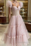 Dusty Rose Teried Tulle Tea Length Formal Prom Dress