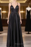 Elegant A Line Satin Spaghetti Straps Long Formal Prom Dress