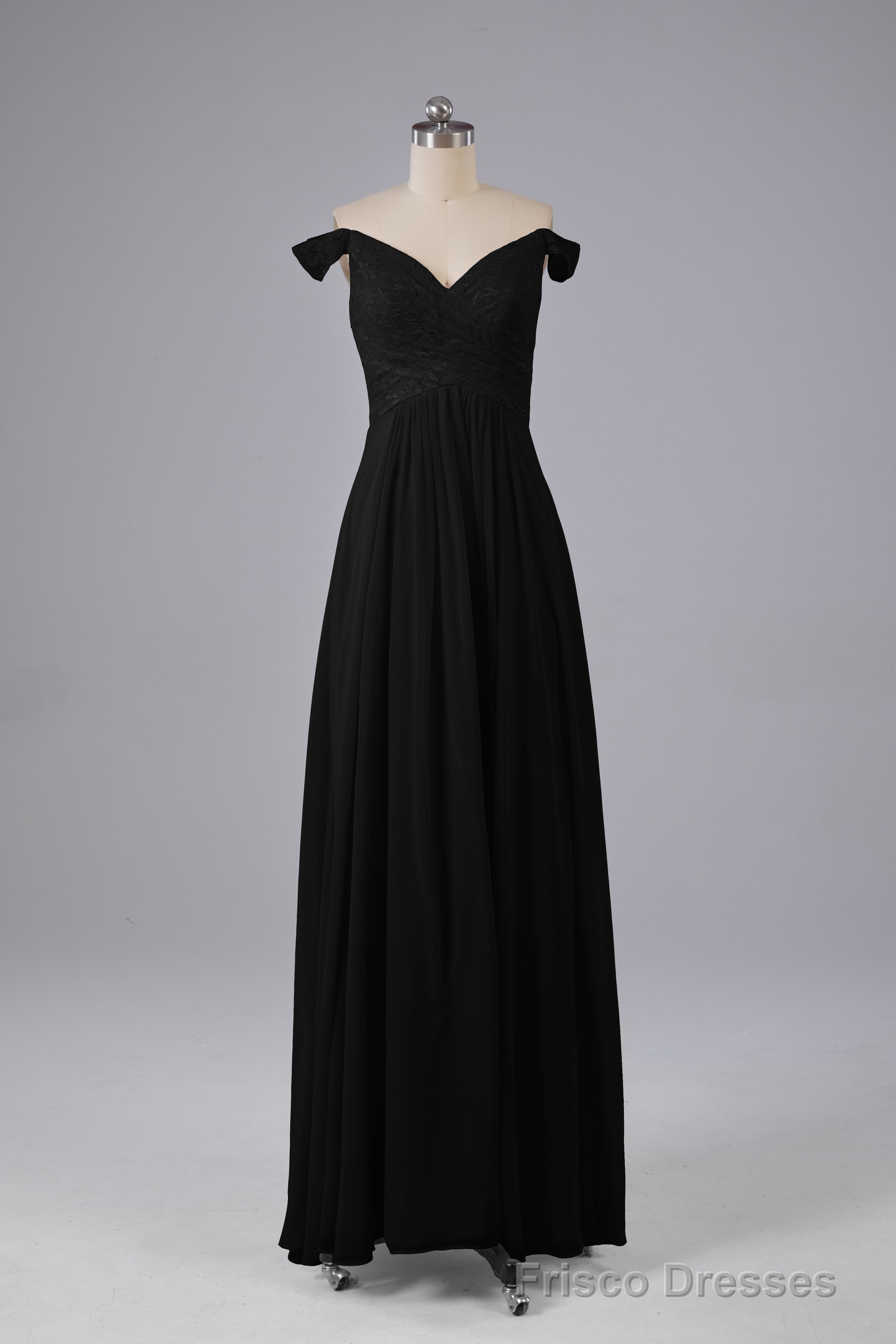 Elegant Chiffon Off The Shoulder Open Back Long Bridesmaid Dresses Main image