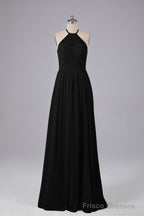 Elegant Keyhole Halter Lace Long Bridesmaid Dresses