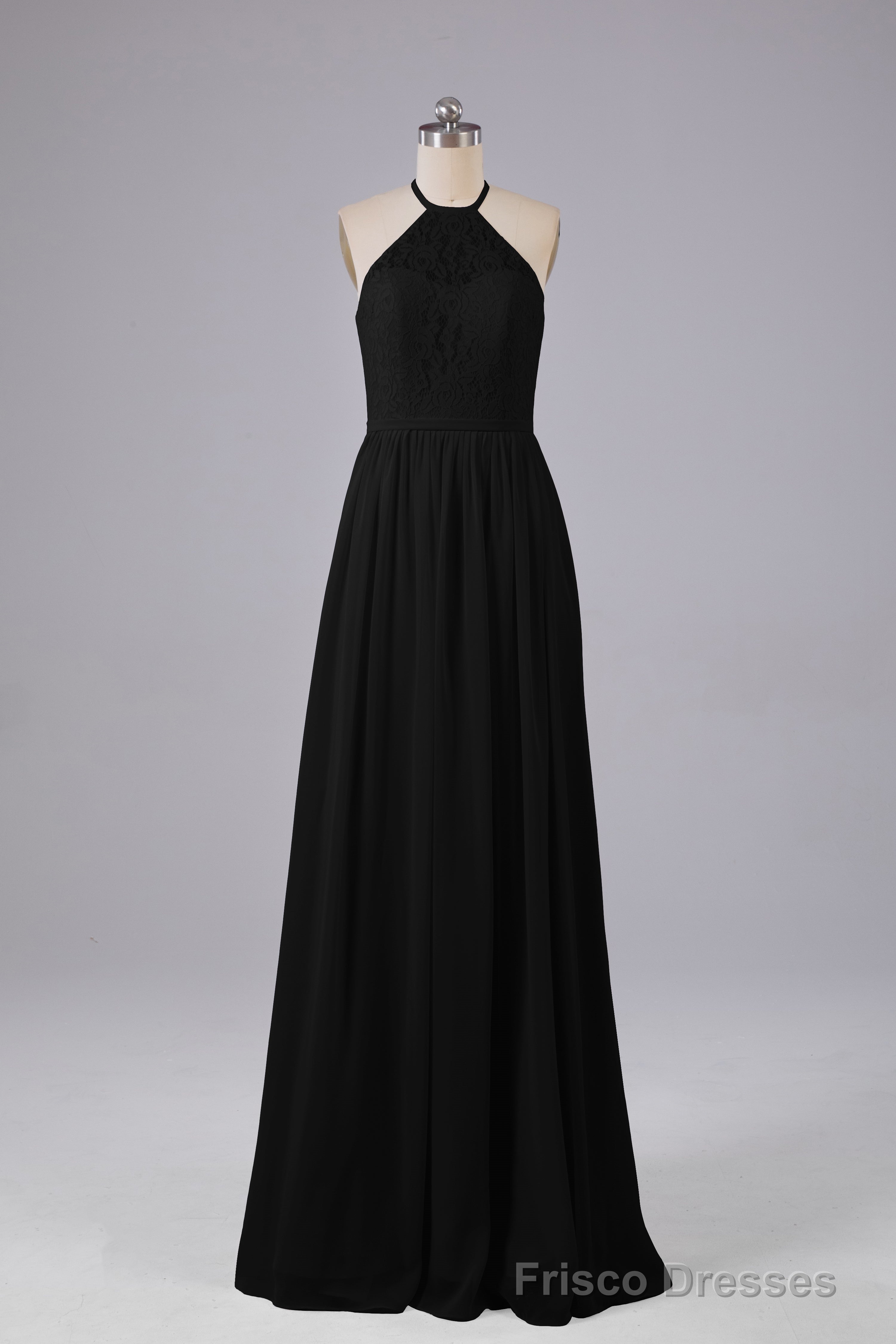Elegant Keyhole Halter Lace Long Bridesmaid Dresses