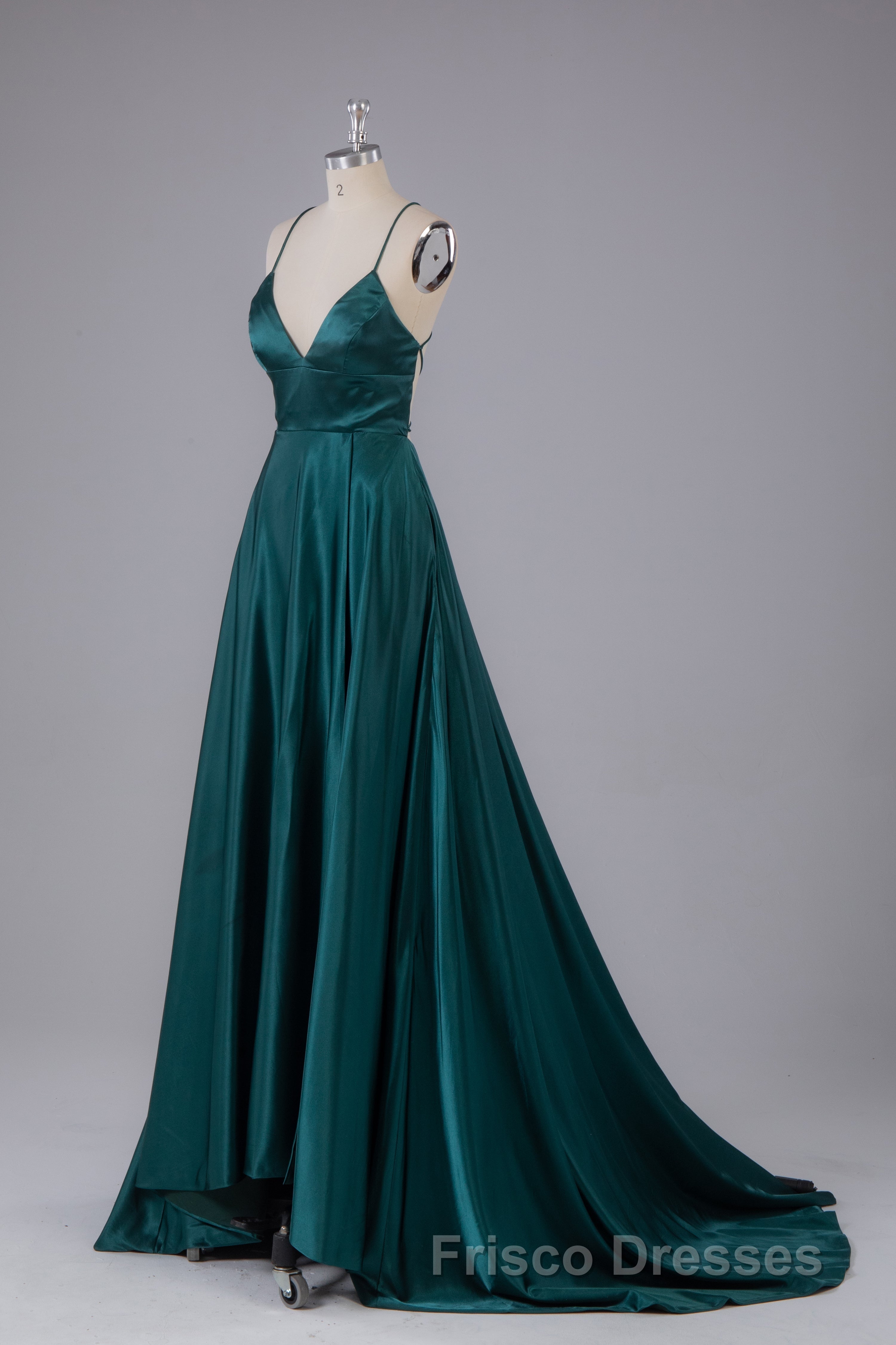 Elegant Open Back Spaghetti Straps Sweep Train Long Formal Prom Dress Secondary image