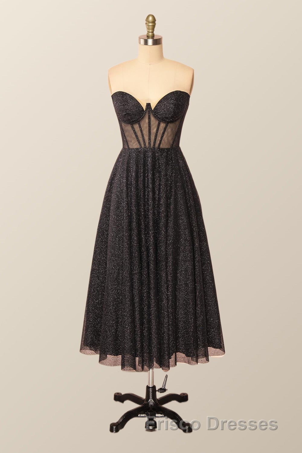 Green Corset A-line Tea Length Dress