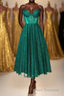 Green Corset A-line Tea Length Dress