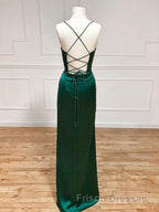 straps mermaid long Formal Prom Dress Formal Prom Dress with side slit and cowl neck
