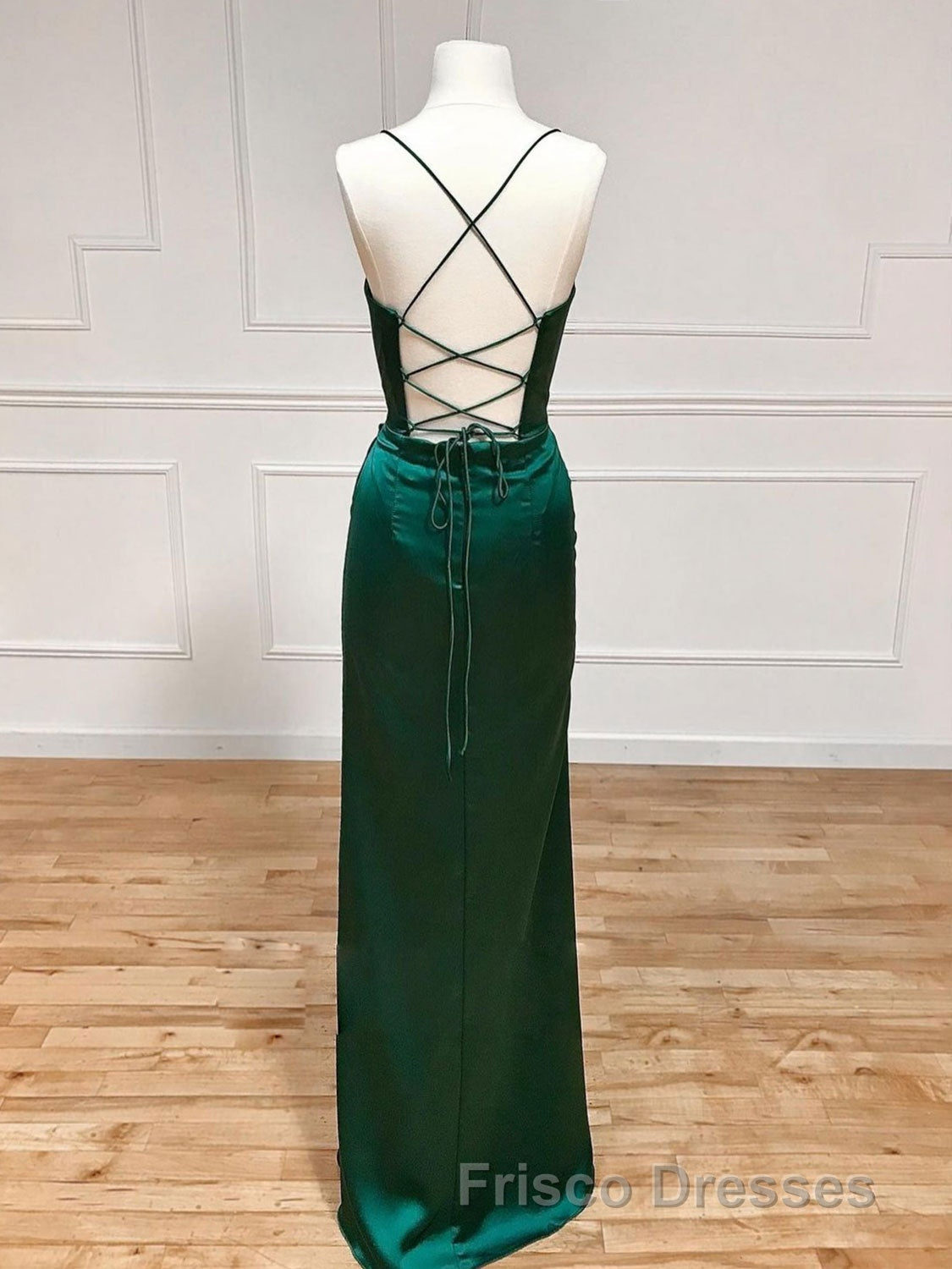 straps mermaid long Formal Prom Dress Formal Prom Dress with side slit and cowl neck